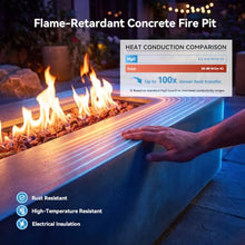 COSIEST 2-Piece Outdoor Propane Fire Table Set, Rectangle Concrete 56" x 28" Bronze Fire Pit (Certified, 50,000 BTU) w 20lb Tank Table, Wind Guard, Waterproof Cover for Garden, Porch, Backyard