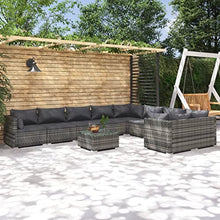DYRJDJWIDHW Aluminum Patio Furniture Set,Patio bar Set,Wicker Patio Chairs,10 Piece Patio Lounge Set with Cushions Poly Rattan GraySuitable for Patio, Garden, Gazebo Low