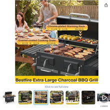 Bestfire 63" Oversized Charcoal Grill with Smoker, Large Outdoor BBQ