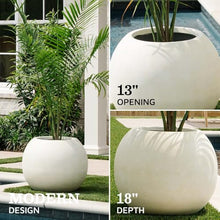 TITAN GREAT OUTDOORS Ash & Ember 24" Round Sphere Satin Ivory Planter, 46 Gallon Lightweight Fiberstone Composite with Weather-Resistant Finish, Modern Planter Pot for Indoor and Outdoor Plants