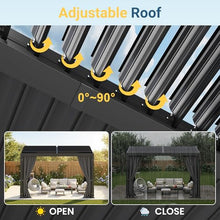 Pergola 10' x 12' with Aluminum Frame and Adjustable Louvered Roof