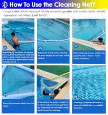 Pool Skimmer Net Large Leaf Catcher Net, Hotel Villas Public Pool/Water Parks/Bathhouse Water Cleaning Net with Lead Sinker and Traction Ropes, Reusable & Foldable Pool Strainer Mesh(49.2ft Wide)