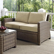 Afuera Living Modern Outdoor Wicker Loveseat, 56" W x 33" H x 32.5" D, Durable Steel Frame, Brown and Sand Finish, UV-Resistant Cushions, Weather-Resistant Patio Seating for Garden or Deck