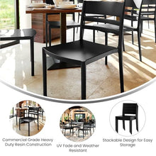 Flash Furniture Resin Indoor/Outdoor Stackable Chair, Black, 4-Pack