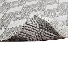 Benzara Handwoven Diamond Indoor Outdoor Area Rug 8x10 Pebble Gray