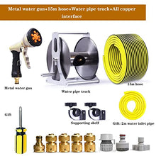 FKTHYO Portable Stainless Steel Hose Reel, Wall Mount Metal Hose Holder Garden Water Pipe Rack, Floor Standing Bracket Pipe Storage for Yard Lawn Farm Patio (C 15m)