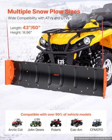VEVOR Snow Plow Kit 43 in/60 in Width Adjustable Plow Attachment Side Wings