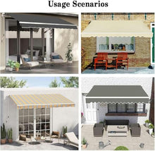 Manual Retractable Awning Door Window Awning Shelter Outdoor Canopy Home Deck Canopy with Manual Crank Handle（Frame Included ）