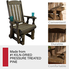 Amish Casual Heavy Duty 600 Lb Mission High Back Treated Glider Chair with Cupholders (Dark Walnut Stain)