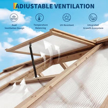 FinerFurnis Heavy Duty Wooden Greenhouse Kit for Outdoor – Large Walk-In Greenhouse with Polycarbonate Panels, Ventilated Window, Lockable Door – Ideal for Garden, Backyard, Patio, Lawn – Size: 8x14ft