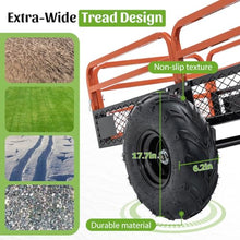 SRECELL Heavy Duty Dump Cart 1500 lb Capacity, 15 Cubic Feet Tow Behind Trailer for ATV, UTV, Lawn Tractor, Removable Sides, Dual Dump Control, All-Terrain Tires for Yard & Garden