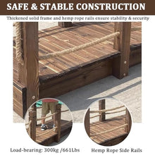 TT-YEL Outdoor Wooden Garden Bridge with Rope Handrail, 4.6/5.9Ft Rectangular Footbridge, Vintage Country Pond Bridge Decoration, 300Kg Load-Bearing, Walking Landscape Bridge,L180×w80×h65cm
