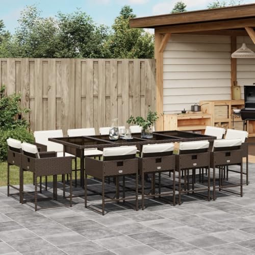 AMBERARD Patio Dining Set Set of 12 Brown Furniture Set