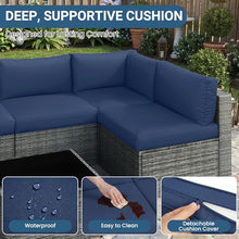 7 Piece Wicker Outdoor Patio Furniture Set, All-Weather Patio Sectional Set