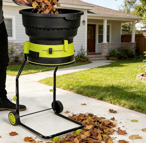 Electric Leaf Mulcher, 2500W 8000 RPM, 17:1 Ratio, Adjustable Dial, with Collection bag, Leaf rake/Gloves, Feed rod, Cutting Lines, Portable Garden Grinder & Chipper for Wet/Dry Leaves 40m-Powercord