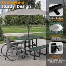 OUTTANS Commercial Metal Picnic Table (Green, 4' Rectangular)