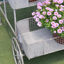 RWGOVLU Rotatable Three-Tier Flower Stand, American Industrial Style Flower Stand with Wheels, Outdoor Garden Flower Shop Floor Decoration