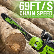 Greenworks 40V 18 in Cordless Electric Chainsaw, 8.0 Ah Battery and Charger