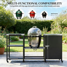 Amgalers 67.7" Outdoor Grill Table Cart, Multi-Functional Prep Station with Cabinet & Open Shelves, Lockable Wheels for Outdoor Cooking