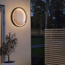 Porch & Patio Lights Romantic Moon Atmosphere Wall Lamp Creative Round Moon Wall Sconces Stainless Steel Resin Waterproof LED Wall Lighting Fixture for Porch Villa Hotel Garden Garage(80CM/31.5inch)