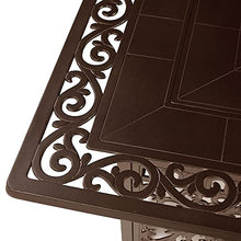 Square 42 in. x 42 in. Aluminum Propane Fire Pit Table with Glass Beads, Two Covers, Lid, 57,000 BTUs in Brown Finish