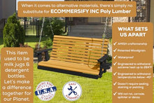 Poly Lumber Wood 5FT Porch Swing Amish Craftsmandship Made in USA HDPE with No wood fibers and 1000 lbs Limit. Stainless Steel Hardware.Signature Rollback design for Patio Outdoor Backyard Garden Park