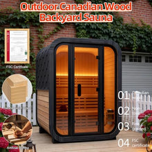 amocane Outdoor Steam Sauna 2 Person, Canadian Hemlock Sauna Spa with 4.5KW ETL Sauna Heater, Traditional Backyard Cube Wooden Sauna with 8mm Tempered Brown Glass, 0-195℉