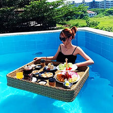 ERoomQ Portable Floating Pool Tray, Woven Stylish Breakfast Tray on The Water, Floating Pool Tray for Tood and Drinks for Sandbars, Spas, & Parties