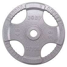 Body-Solid (OST255) Cast Iron Olympic Quad Grip Weight Plate Set Chrome Gray