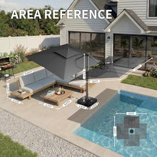 Ombrellon 10 X 13 FT Cantilever Patio Umbrella Outdoor with Lights & Base