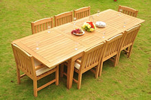 New 9 Pc Luxurious Grade-A Teak Wood Outdoor Dining Set - Very Large Caranasas 122" Double Extensions Double Extensions Premium Dining Rectangle Table and 8 Devon Arm / Captain Chairs #WHDSDVs