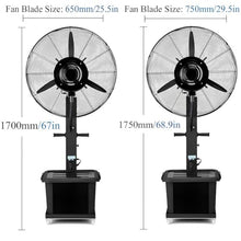 DPAOZPO Oscillating Misting Fan - Portable Floor Fan - 3 Cooling Speeds - 120° Oscillation - High Velocity Oscillating Fan - For Patios Workshop Warehouse Industrial Office(25.5in)