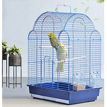 QTBH Flight Cage Fashionable Birdcage Tiger Skin Black Peony Parrot Wrought Iron Birdcage with Feeding Cup for Small Birds, Finches, Love Birds Bird Cage (Color : Blue)