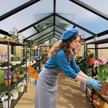 6x10 FT Greenhouse, Easy Assembly Aluminum Polycarbonate Greenhouses for Outdoors with Roof Vent, Large Aluminum Walk-in Greenhouse for Sunroom Patio, Backyard, Garden, Sliding Lockable Door, Black