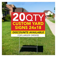 SPEEDYORDERS 20QTY Custom Yard Signs With Stakes, Double Sided, Personalized Printed, Full Color, Design Your Own, 18x24 Inches, Plastic, Plant Theme