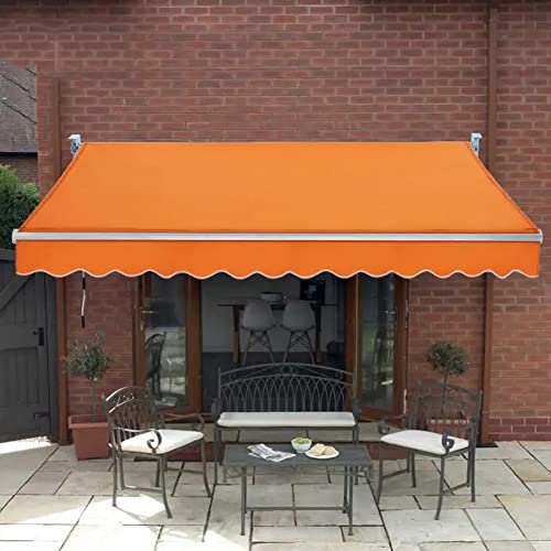 Retractable Patio Awning, Manual Deck Awning Sunshade Shelter With Crank Handle And Water-Resistant Polyester, Retractable Canopy For Yard, Porch, Balcony ( Color : Orange , Size : 10x8.2FT/3x2.5M )