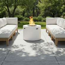 Christopher Knight Home Hiro Outdoor Propane Fire Pit Table with Lava Rock, No Assembly MGO Tank Table for Patio/Deck, 40000 BTU, Round Tabletop Fire Pit Outdoor, Patio Fire Table, White
