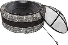 Garden Fire Pit Portable Grill Barbecue Rack Outdoor Fire Tables Outdoor Round Fire Pit,Backyard Patio Garden Stove Wood Burning BBQ Fire Pit,with Cover BBQ Cooking for Camping Backyard, Grey (Gray)
