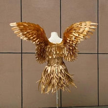 HoHoHuo Gold Feather Fairy Wings Costume