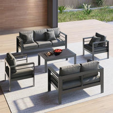 FansaFurn Outdoor Patio Furniture Loveseat Sofa, All-Weather Metal Aluminum Patio Couch with 5" Thick and Soft Cushion and Wide Arm, Outdoor Couch for Balcony, Porch, Backyard