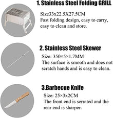 QIYUDS Heavy Duty BBQ Grilling Accessories, Grill Tools Set, Stainless Steel Grilling Kit with Barbecue Grill Fire Pit & Storage Case, for Camping, Tailgating