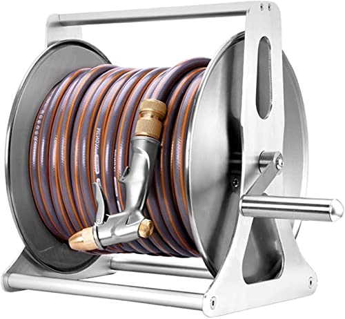 Stainless Steel Hose Reels,Wall Mounted Water Pipe Storage Rack Set,High Pressure Spray Gun,for Garden Yard, 40m