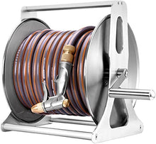 Stainless Steel Hose Reels,Wall Mounted Water Pipe Storage Rack Set,High Pressure Spray Gun,for Garden Yard, 40m