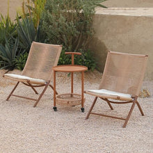 Labasuan 3-Piece Outdoor Bistro Set, Foldable PE Rattan Chairs with Cushions & Rolling Side Table, All-Weather Patio Furniture for Porch, Backyard, Garden, Indoor, Beige