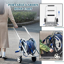 JKSVTF Hose Reel Cart Hose Reel Cart with Wheels Metal Durable Garden Trolley, Hose Cart with Retractable Handle, Household Car Wash Tool with Water Gun, for Irrigation (A Hose Cart+40m Pipe)