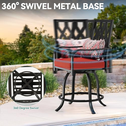 YITAHOME 5 Piece Outdoor Bar Height Table and Chairs Set Red