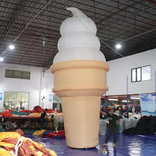 YBZCHLM Giant Inflatable Ice Cream Cone with Lights Khaki & White 10Ft H