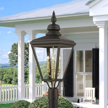 Livex Lighting 27375-01 Adams - 3 Light Large Outdoor Post Top Lantern in Traditional Style-26.75 Inches Tall and 10.63 Inches Wide, Finish Color: Antique Brass/Brushed Nickel