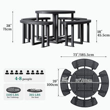 YITAHOME 38" Round Metal Picnic Table with Umbrella Hole
