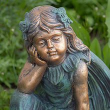 Zaer Ltd. Large Magnesium Fairy Statues for Outdoor Use (Fairy Sitting on Flower Bowl Gardenia)